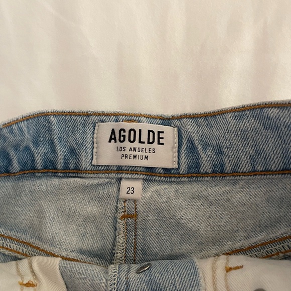 AGOLDE | Quinn High Rise Distressed Denim Mini Skirt - Picture 3 of 4